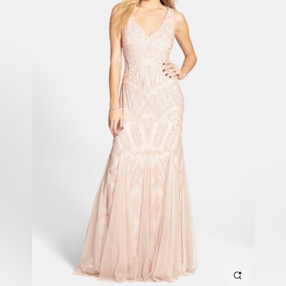 STUNNING Adrianna Papell light pink gown, size 10 worn only once